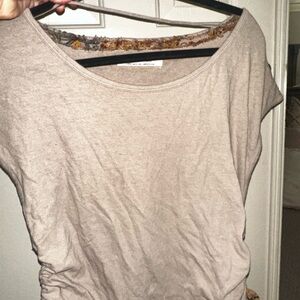 Free People Taupe Short Sleeve Top